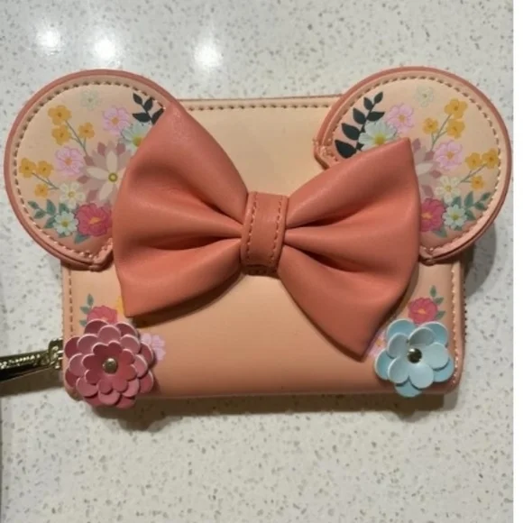 Loungefly Floral Minnie Mouse Wallet - Orange - Picture 2 of 4